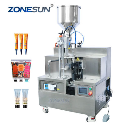 qualidade  ZONESUN Food Toothpaste Semi Automatic Plastic Cosmetics Cream Lip Gloss Ointment Honey Gels Tube Filling And Sealing Machine fábrica